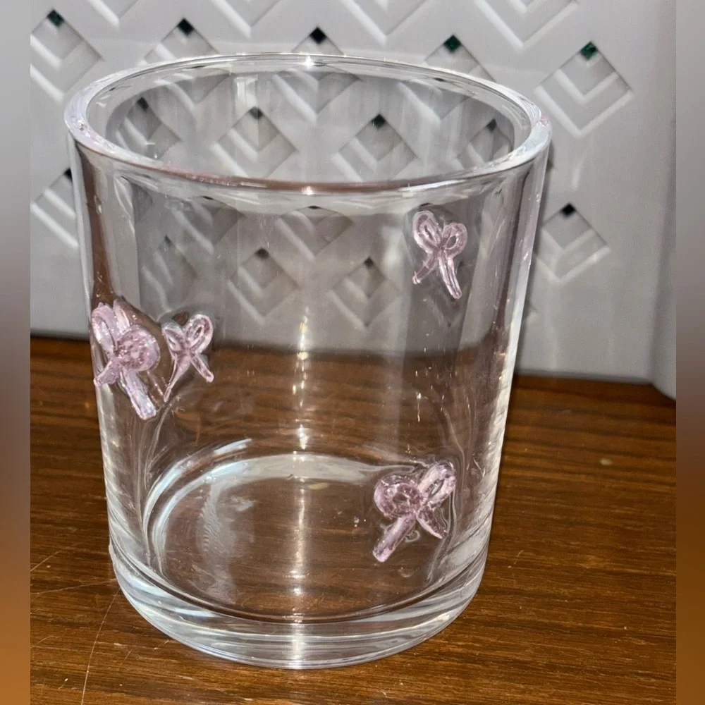 🎀 Thyme & Table 12 fl oz Pink Bows Charm Drinking Glass & Socks Set